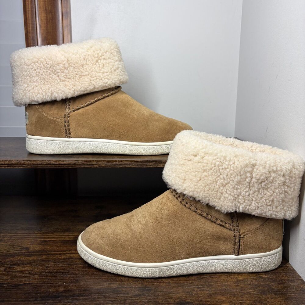 UGG Mika Classic 1094811 Chestnut Suede Shearling Sneaker Boots Womens 7